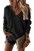 V Neck Drop Shoulder Knitted Sweater